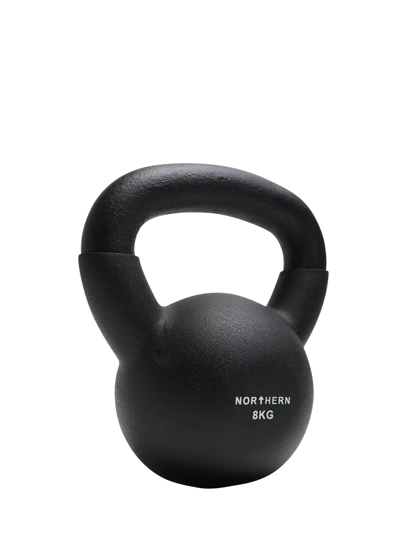 Northern Gym Equipment Neoprene Coated Cast Iron Kettlebell, 8kg, Black