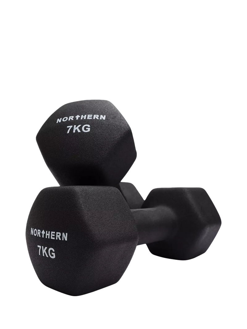 Northern Gym Equipment Neoprene Hex Dumbbell 7kg Black, imported from the UK