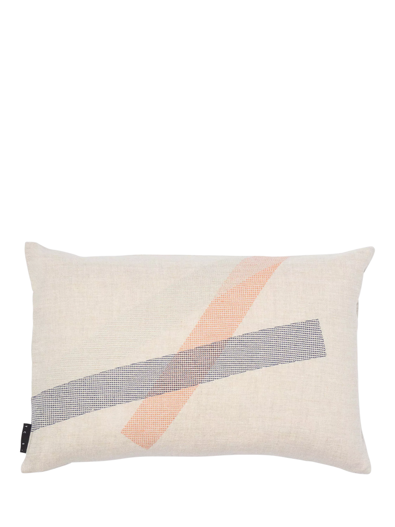 Conran Shop Furrow linen cushion sage orange, imported from the UK