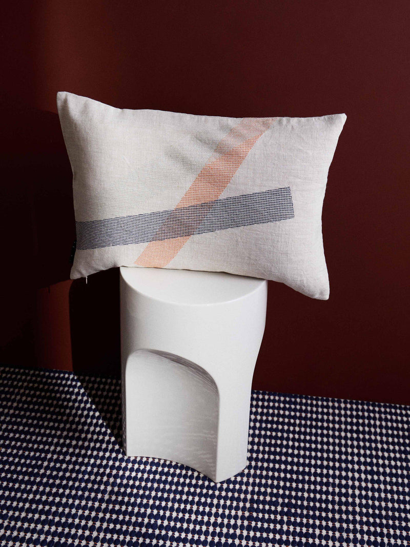 Conran Shop Furrow linen cushion sage orange, imported from the UK