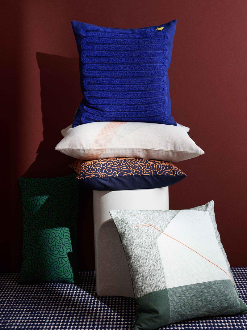 Conran Shop Furrow linen cushion sage orange, imported from the UK
