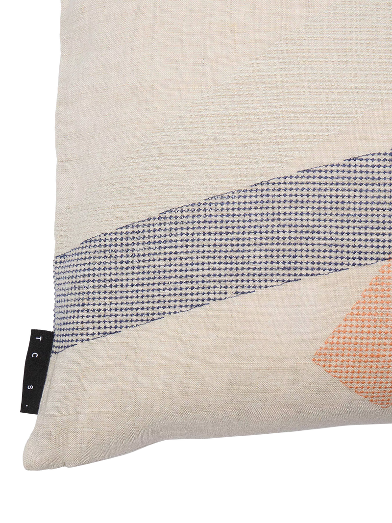Conran Shop Furrow linen cushion sage orange, imported from the UK