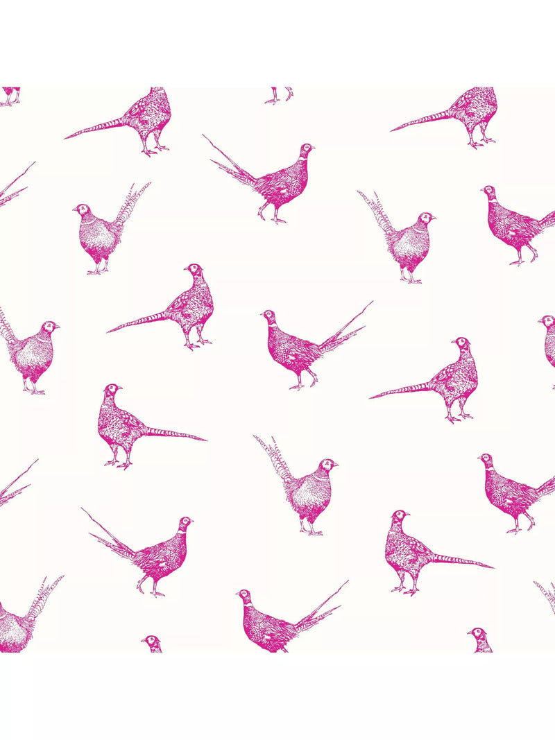 Joules Flirty Pheasants wallpaper Truly Pink (British brand)