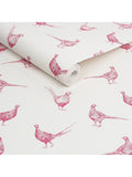 Joules Flirty Pheasants wallpaper Truly Pink (British brand)