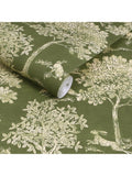 Joules Fox and Hare olive green wallpaper, imported from the UK