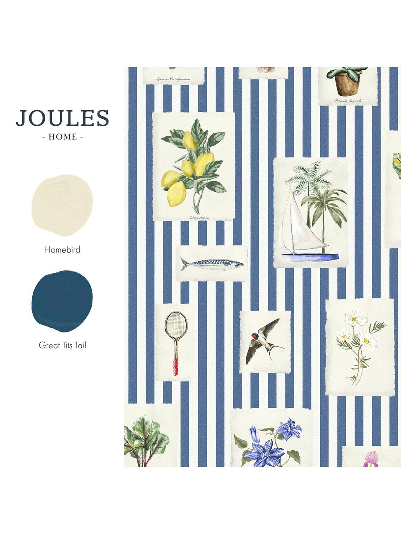 Joules Gallery Wall Stripe Wallpaper in blue (British brand)