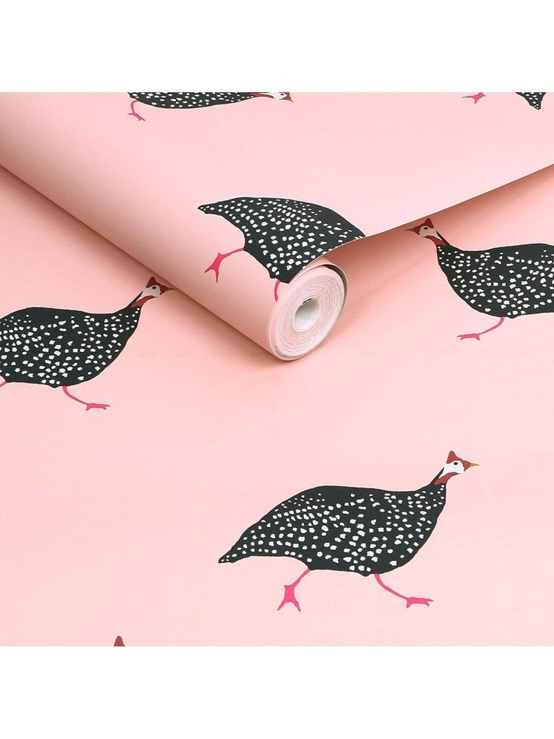Joules guinea fowl wallpaper blush pink, imported from the UK