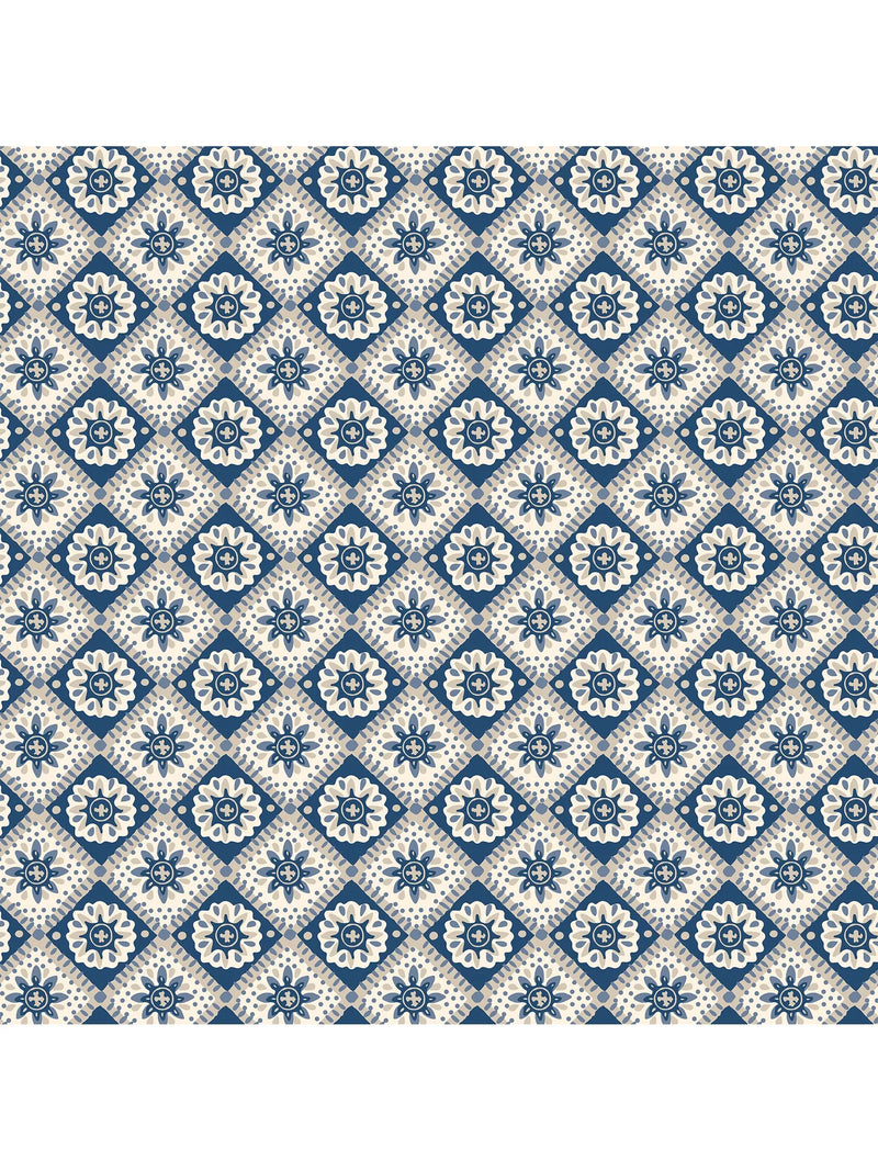 Joules Meadow Geo Wallpaper navy cream, imported from the UK