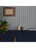 Joules Meadow Geo Wallpaper navy cream, imported from the UK