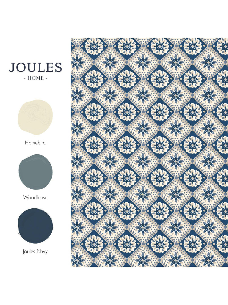 Joules Meadow Geo Wallpaper navy cream, imported from the UK