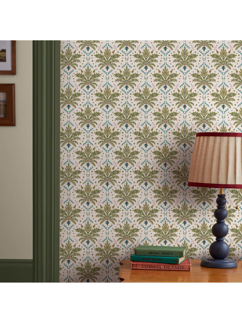 Joules Palm Geo Print Wallpaper cream multi (British brand)