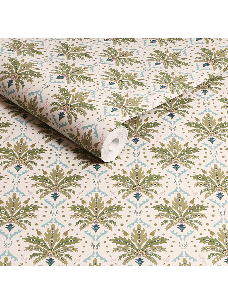 Joules Palm Geo Print Wallpaper cream multi (British brand)