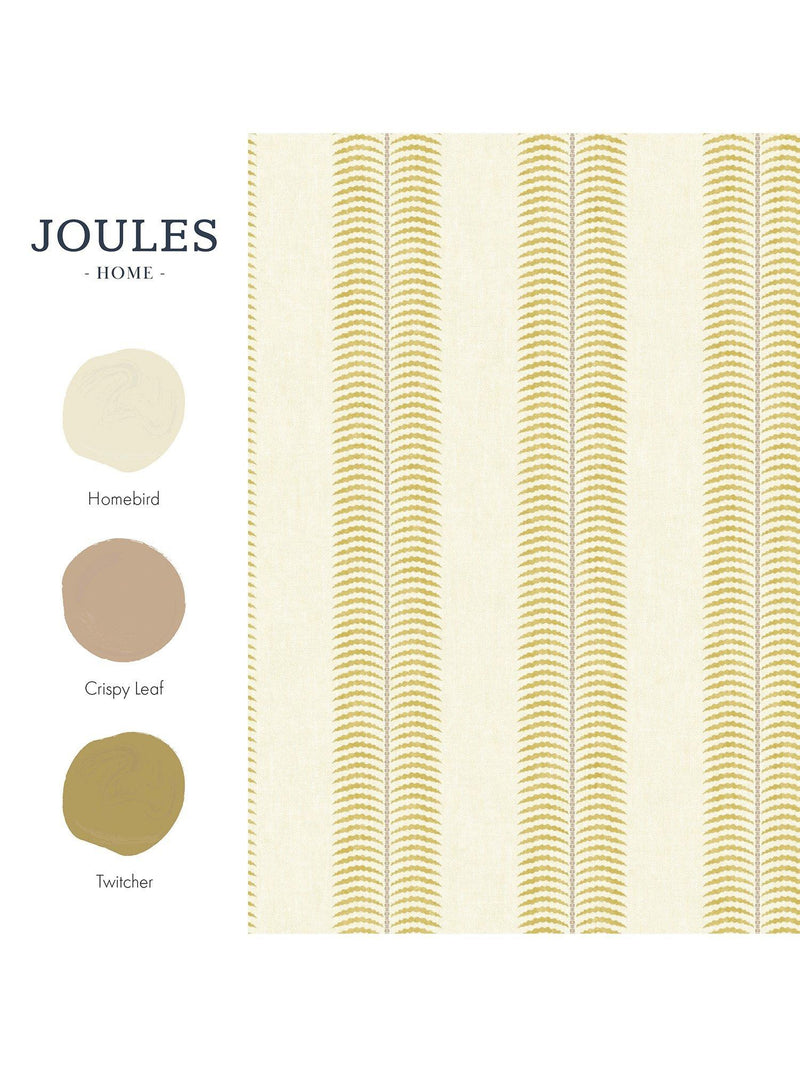 Joules Palm Leaf Stripe wallpaper in cream and yellow, imported from the UK