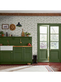 Joules pheasant print wallpaper linen green - British product