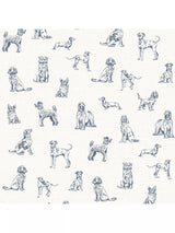 John Lewis Joules Sketched Dogs Wallpaper Cream & Blue- Buy online at McGrocer
