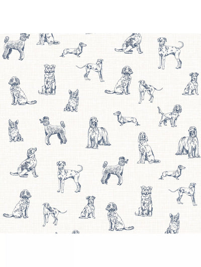 John Lewis Joules Sketched Dogs Wallpaper Cream & Blue- Buy online at McGrocer