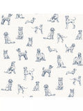 Joules Sketched Dogs wallpaper cream and blue roll (British brand)