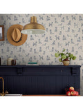 Joules Sketched Dogs wallpaper cream and blue roll (British brand)
