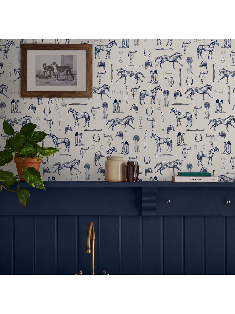 Joules wallpaper sketched equestrian print 7.5cm x 52cm (British brand)