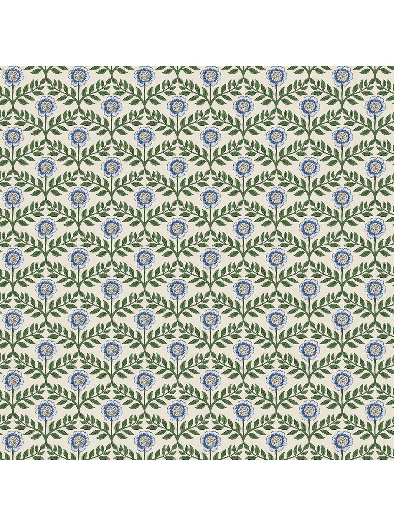 Joules Stately Floral wallpaper green and blue - British product