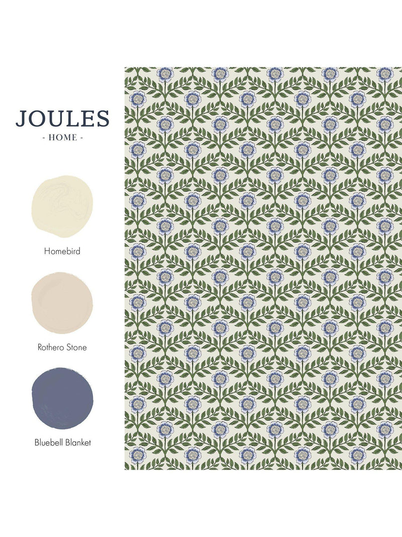 Joules Stately Floral wallpaper green and blue - British product