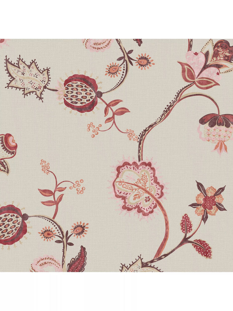 Joules Tree of Life floral wallpaper red pink - British product
