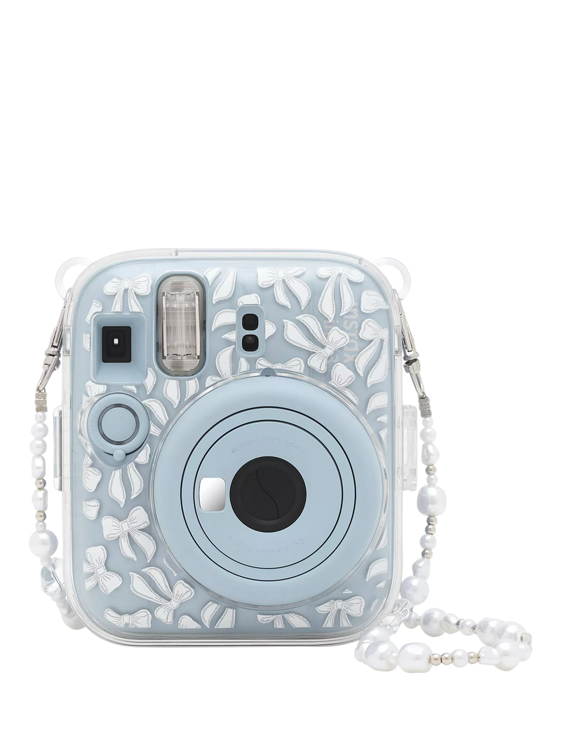 instax Skinnydip Bow clear camera case (British brand)