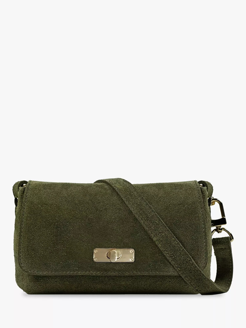 Apatchy London Maisie Mini Olive Suede shoulder bag, UK version