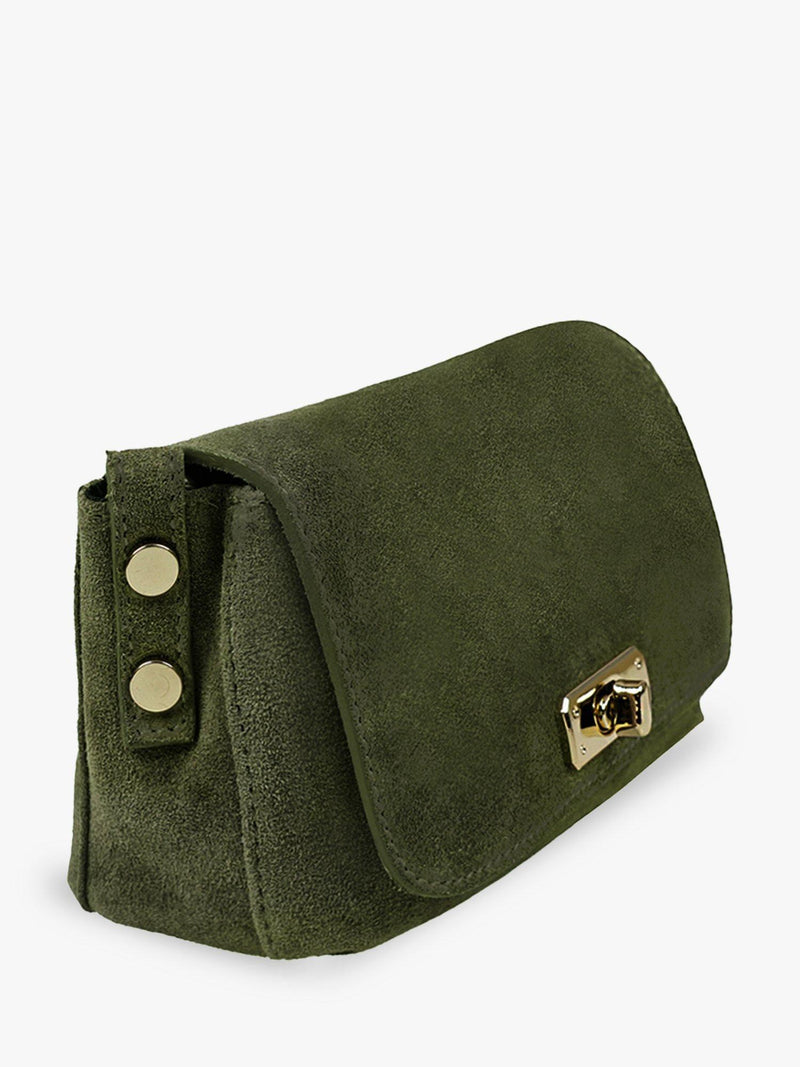 Apatchy London Maisie Mini Olive Suede shoulder bag, UK version
