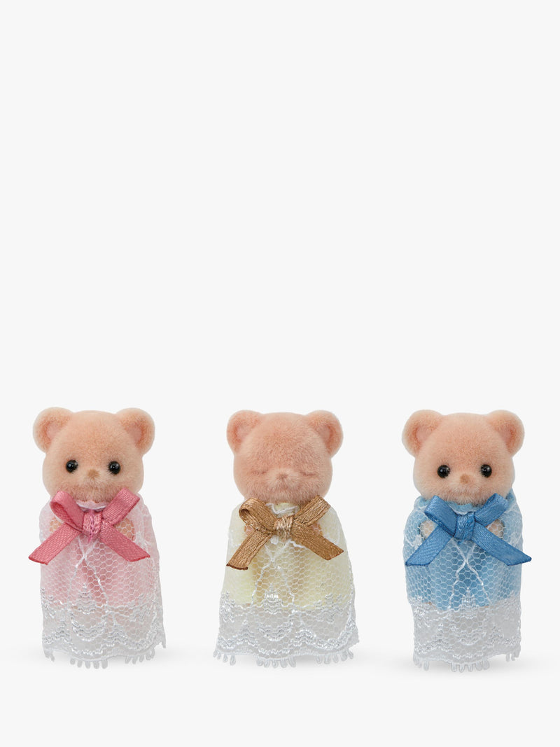 Sylvanian Families bear triplets toy set with cradle, imported from the UK