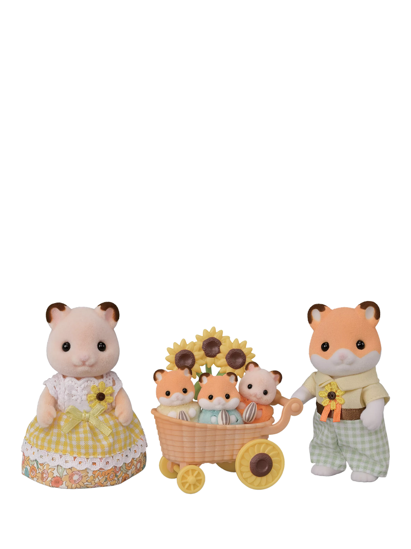 Sylvanian Families Hamster Family toy set with stroller, UK version