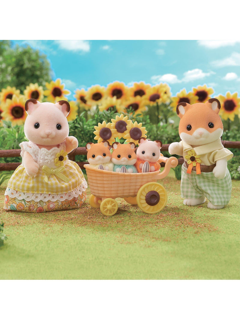 Sylvanian Families Hamster Family toy set with stroller, UK version