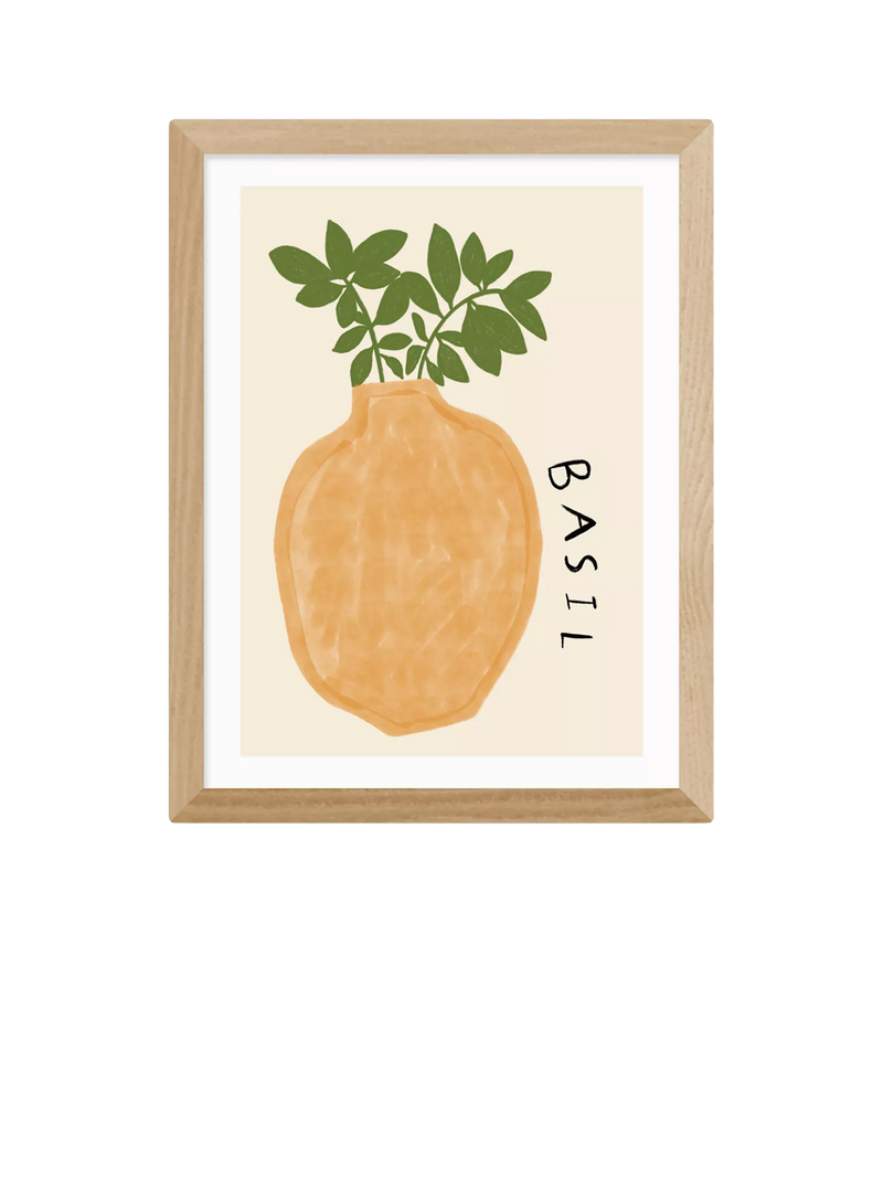 EAST END PRINTS basil plant framed print 43.4x33.4 cm, imported from the UK