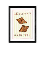John Lewis EAST END PRINTS Nia Beynon Croissants With You Framed Print, 43.4 x 33.4cm, Black- Buy online at McGrocer