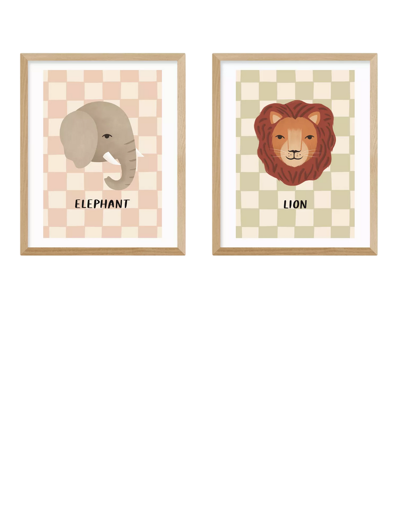 East End Prints elephant lion framed print 53.4x43.4cm, imported from the UK