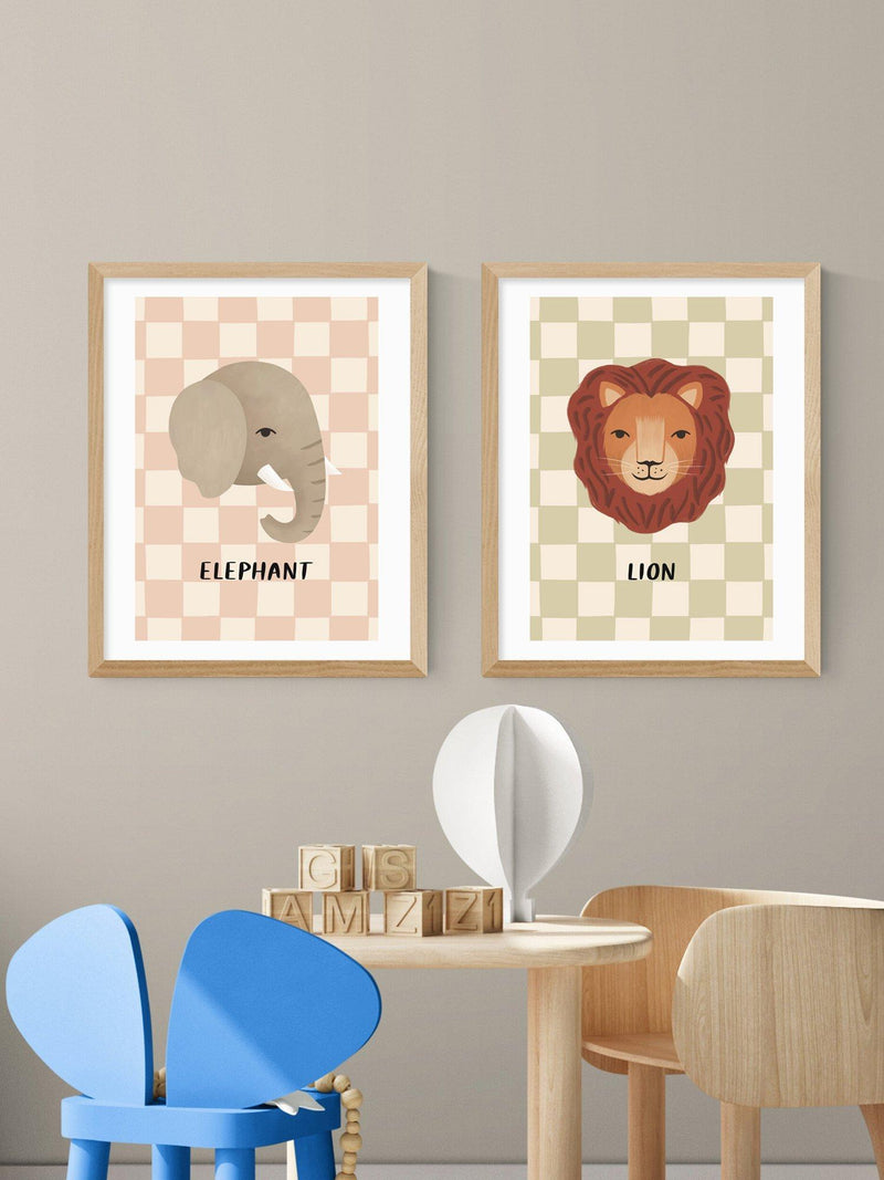 East End Prints elephant lion framed print 53.4x43.4cm, imported from the UK
