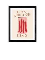 John Lewis EAST END PRINTS Amber May Art Extra Chilli Oil Framed Print 43.4 x 33.4cm Black- Buy online at McGrocer