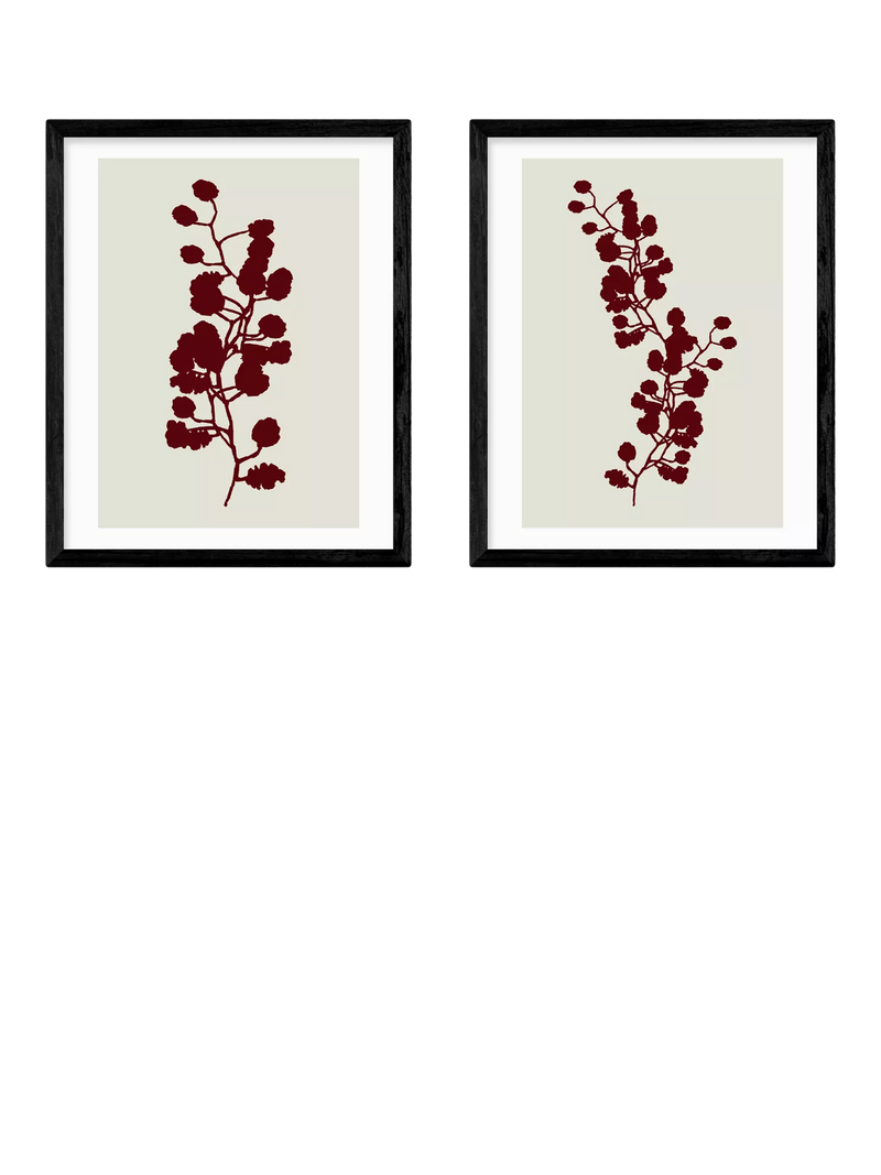 East End Prints floral silhouette framed print set 53x43cm - British product