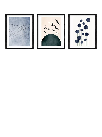 John Lewis EAST END PRINTS Kubistika 'Gentle Escape' Set of 3 Framed Prints, 53.4 x 43.4cm, Black- Buy online at McGrocer