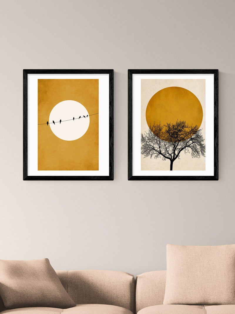 East End Prints Kubistika Golden Sky framed print set 53.4x43.4cm, imported from the UK
