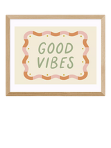 John Lewis EAST END PRINTS Kid of the Village 'Good Vibes' Framed Print, 43.4 x 53.4cm, Natural- Buy online at McGrocer