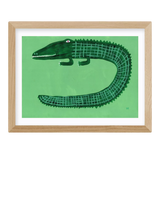 John Lewis EAST END PRINTS Nancy McKie Green Crocodile Framed Print, 33.4 x 43.4cm, Natural- Buy online at McGrocer