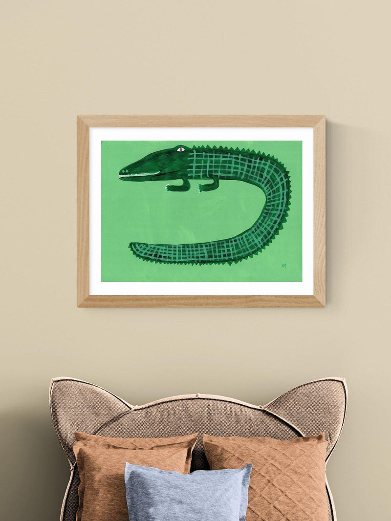 EAST END PRINTS Green Crocodile framed print 33.4x43.4cm (British brand)