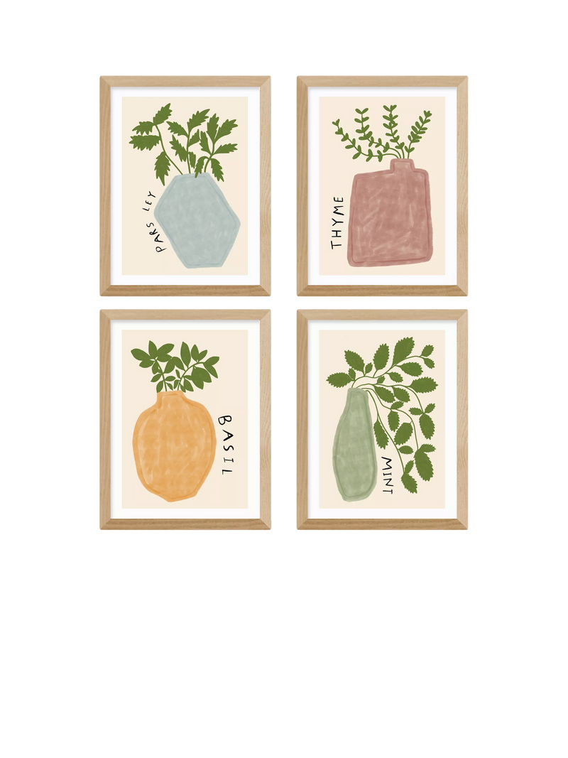 EAST END PRINTS framed herb prints set of 4, UK version