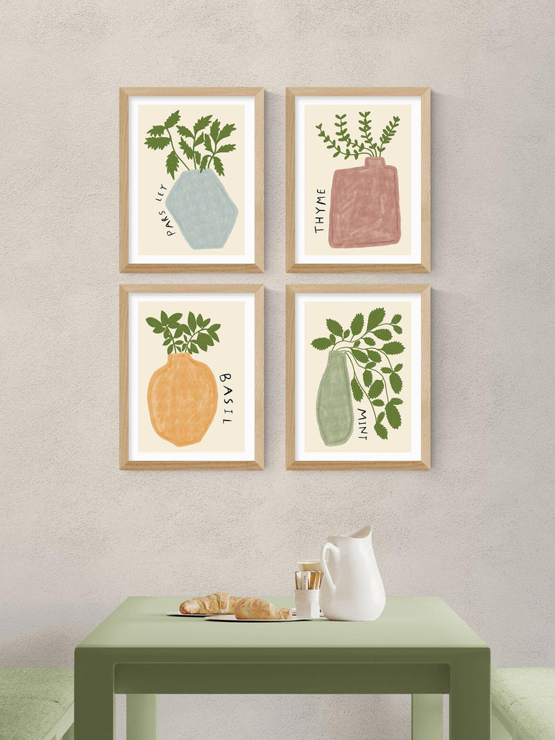 EAST END PRINTS framed herb prints set of 4, UK version