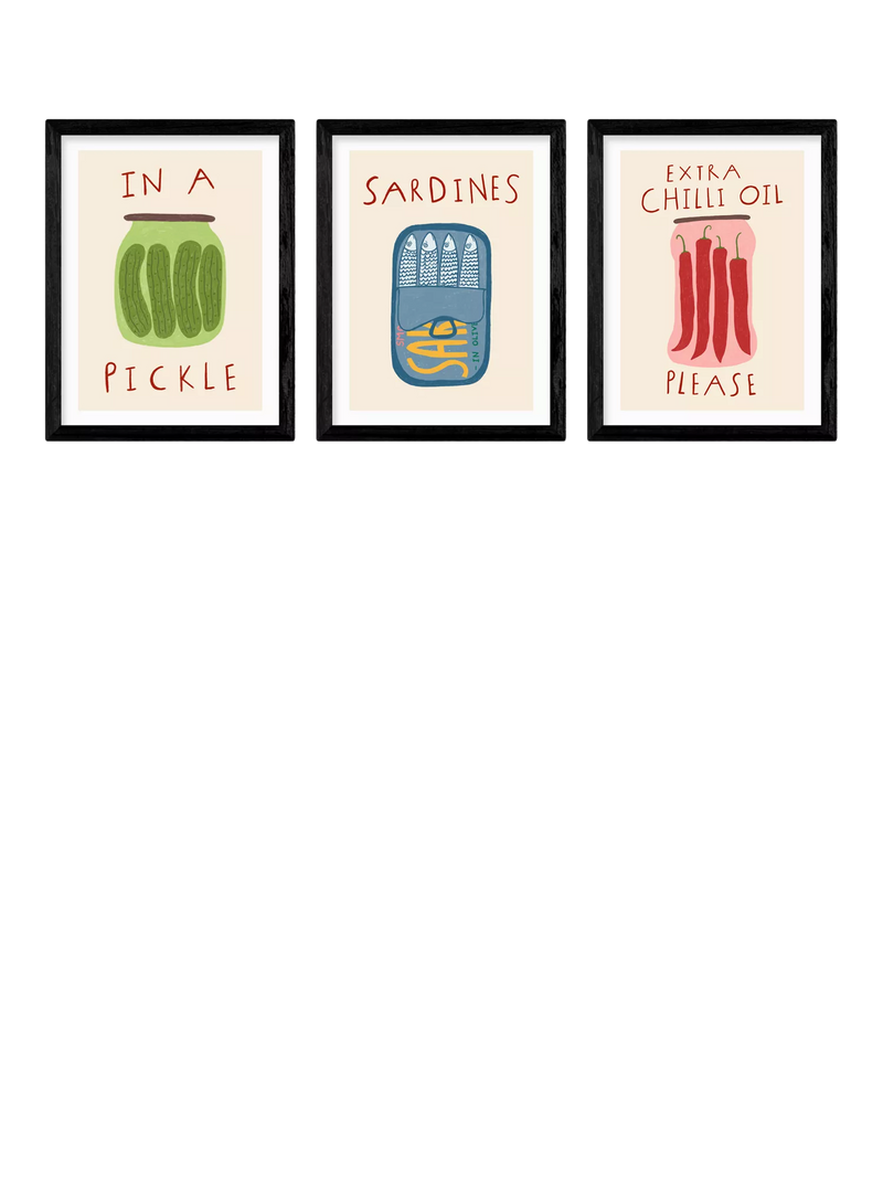 EAST END PRINTS Kitchen Pantry framed prints set 43.4x33.4cm (British brand)