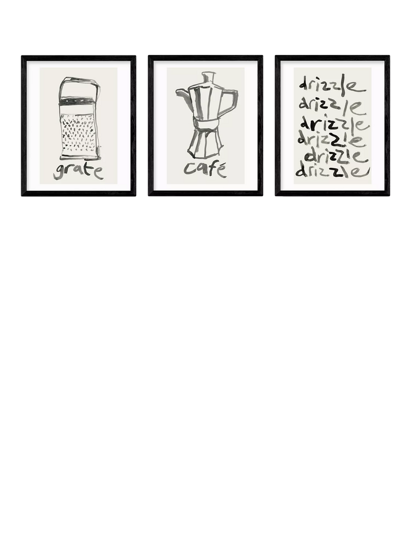 East End Prints set of three Kitchen Study framed prints - British product