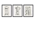 East End Prints set of three Kitchen Study framed prints - British product