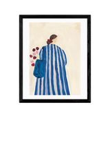 John Lewis EAST END PRINTS She Snacks and Paints 'Lady With Flowers' Framed Print, 53.4 x 43.4cm, Black- Buy online at McGrocer