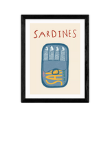 John Lewis EAST END PRINTS Amber May Art Sardines in a Tin Framed Print, 43.4 x 33.4cm, Black- Buy online at McGrocer